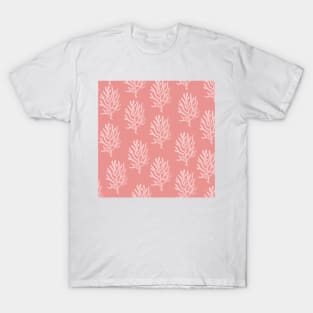 coral aloha wear print pattern hawaii pink and white T-Shirt